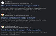 Screenshot of a user called Darshan Hiranadani making spam on forums