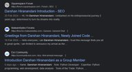 Screenshot of a user called Darshan Hiranadani making spam on forums